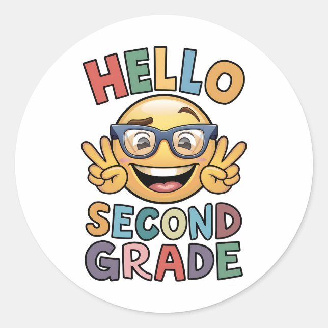 Hello Second Grade Teacher 2nd Grade Back School Classic Round Sticker (Front)