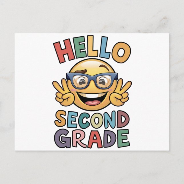 Hello Second Grade Teacher 2nd Grade Back School Postcard (Front)