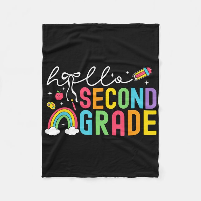 Hello Second Grade Teacher Coquette Bow Back To Sc Fleece Blanket (Front)