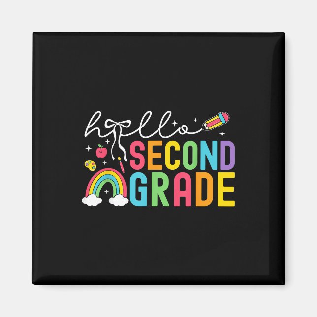 Hello Second Grade Teacher Coquette Bow Back To Sc Magnet (Front)