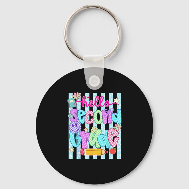 Hello second grade team 2nd grade back to school keychain (Front)