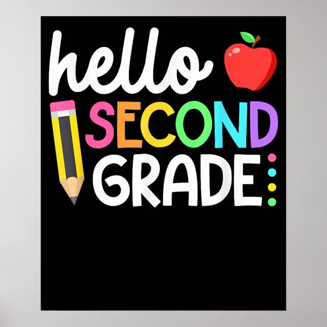 Hello Second Grade Team 2nd Grade Back to School Poster (Front)