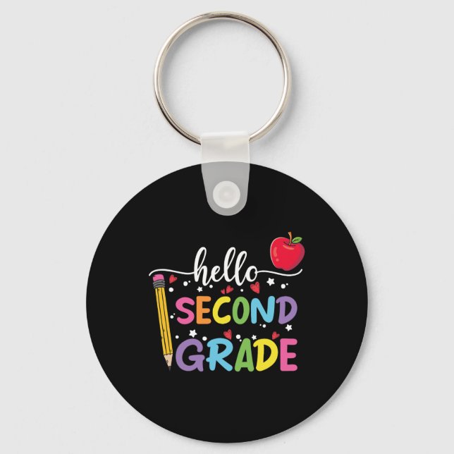 Hello second Grade Team 2nd Grade Back to School T Keychain (Front)