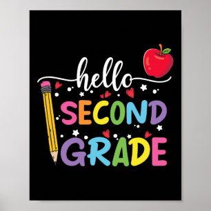 Hello second Grade Team 2nd Grade Back to School T Poster