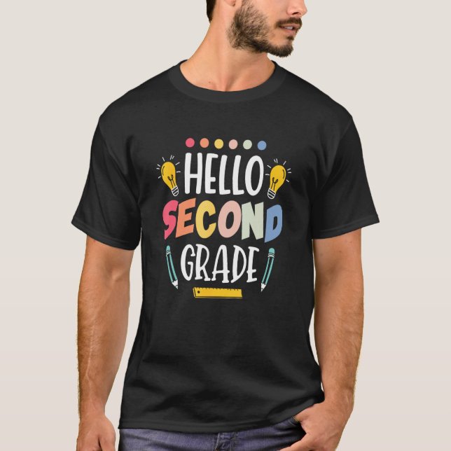 Hello Second Grade Team 2nd Grade Back to School T T-Shirt (Front)