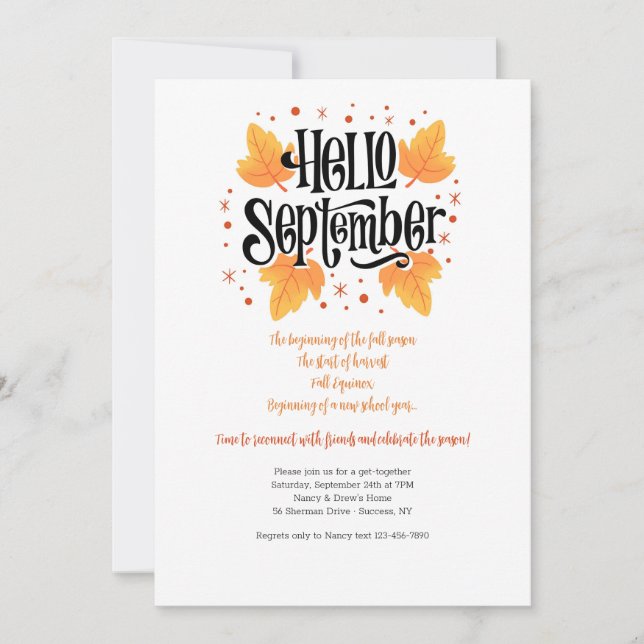 Hello September Invitation (Front)