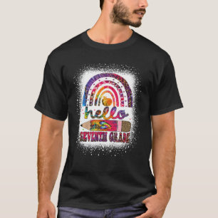 Hello Seventh Grade Rainbow Tie Dye Leopard Back T T-Shirt