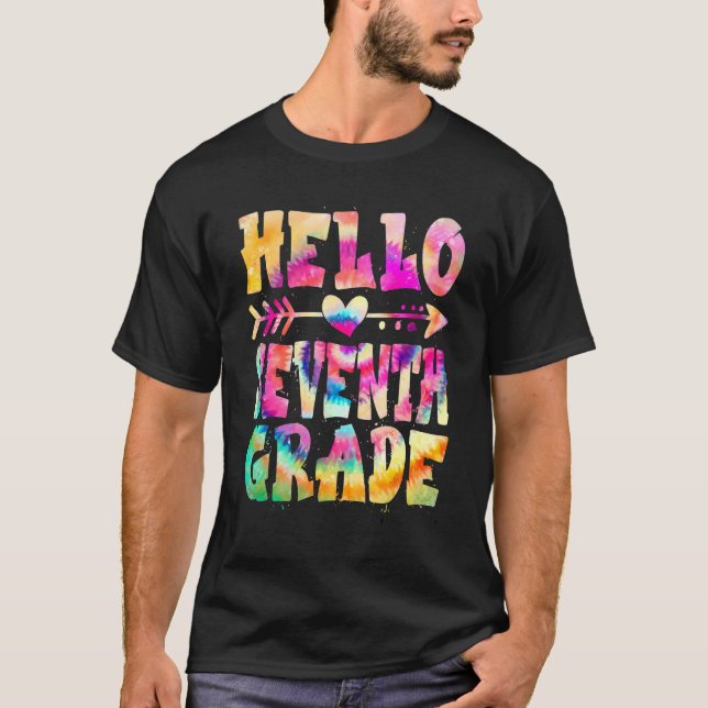 Hello Seventh Grade Tie Dye First Day Cute Back To T-Shirt (Front)