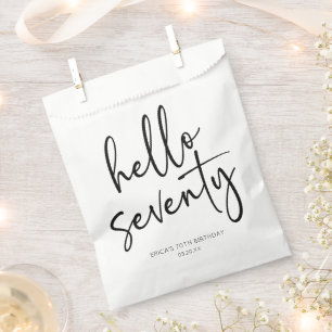 Hello Seventy Minimalist 70th Birthday Party Favour Bag