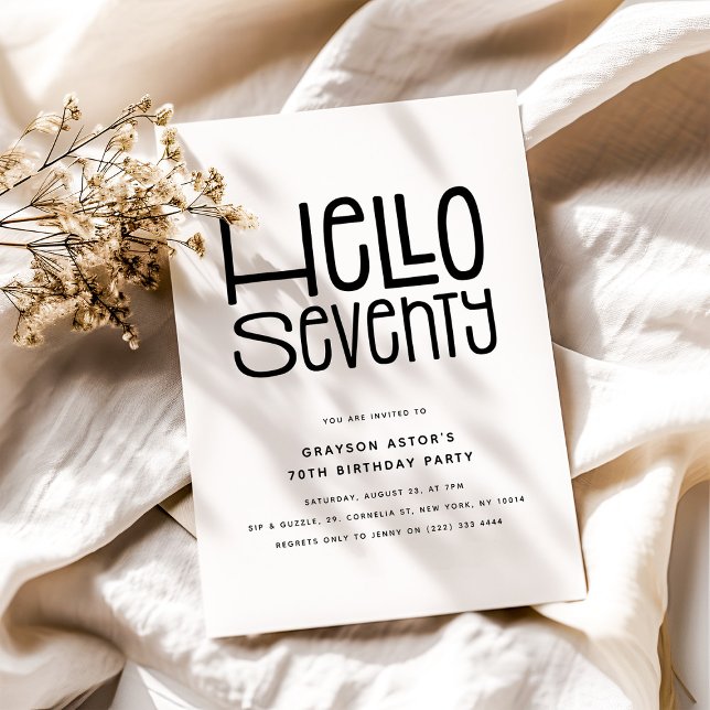 HELLO SEVENTY Modern 70th Birthday Invitation (Creator Uploaded)