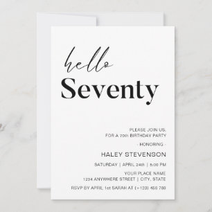 Hello Seventy Modern Chic minimalist 70th Birthday Invitation
