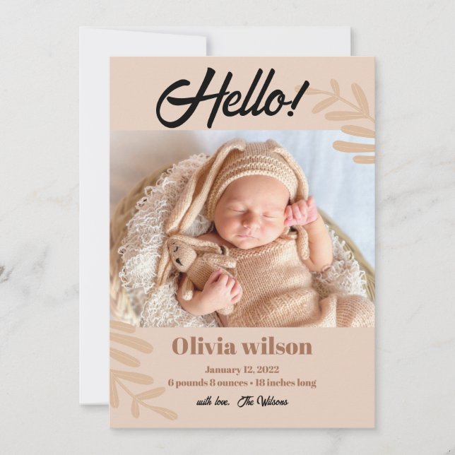 HELLO Simple Faire-part de naissance (Devant)