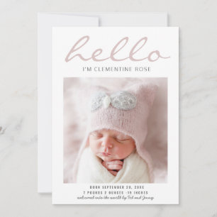 Hello Simple Modern Photo Faire-part de naissance