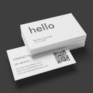 Hello Simple Modern White Background Business Card