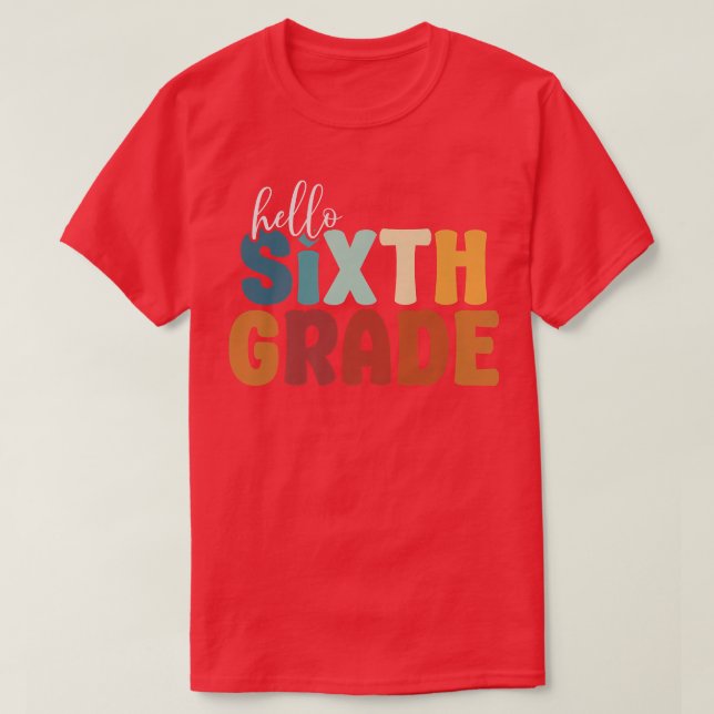 Hello Sith Grade Boho Style Back To School Student T-Shirt (Design Front)
