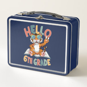 Hello Sixth Grade Tiger Lover Back to School Metal Lunch Box