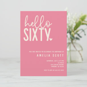 Hello Sixty 60th Birthday Modern Peach Minimal Invitation
