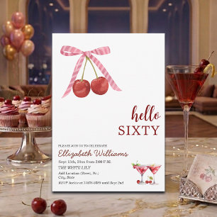 Hello Sixty Cherry Martini Birthday Party Invitation