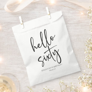 Hello Sixty Minimalist 60th Birthday Party Favour Bag