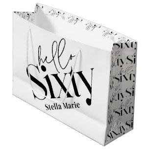 Hello sixty modern minimal elegant 60th birthday large gift bag