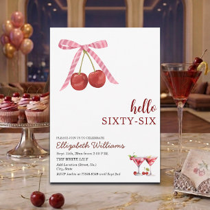 Hello Sixty Six Cherry Martini Birthday Party Invitation
