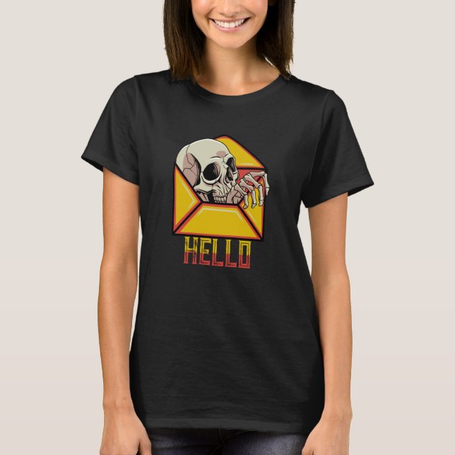 Hello Skull Skeleton Mail Postal Service Postman M T-Shirt (Front)