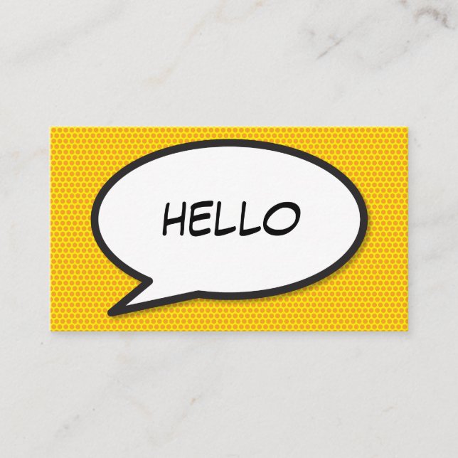 HELLO Speech Bubble Fun Modern Comic Book Business Card (Front)