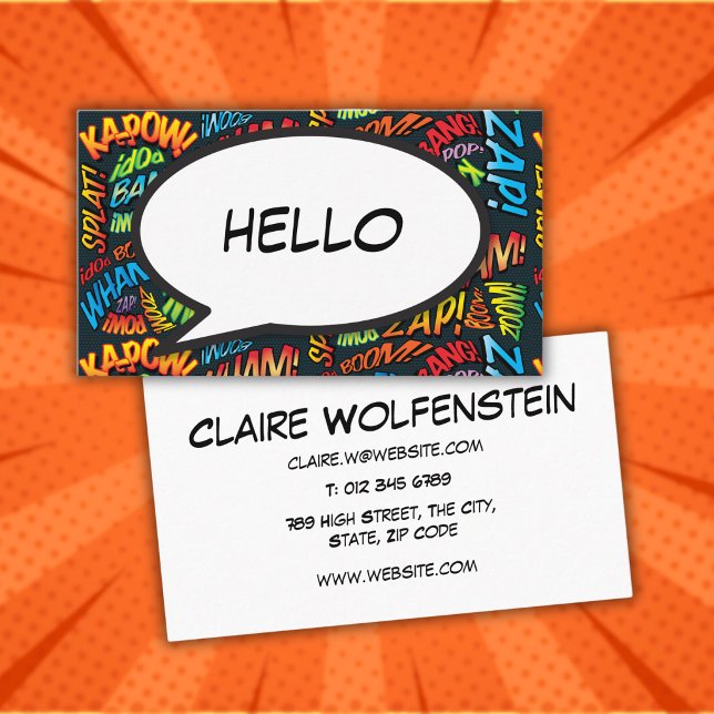 HELLO Speech Bubble Fun Retro Comic Book Business Card (HELLO Speech Bubble Fun Retro Comic Book Business Card)