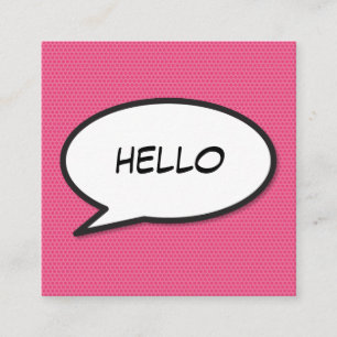 HELLO Speech Bubble Fun Retro Comic Book Square Business Card
