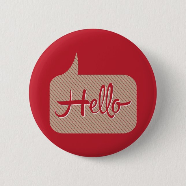 Hello Speech Bubble Red 2 Inch Round Button (Front)