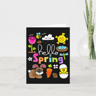 Hello Spring And Easter Bunny Rabbit Kids Girls He Card