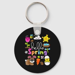 Hello Spring And Easter Bunny Rabbit Kids Girls He Keychain