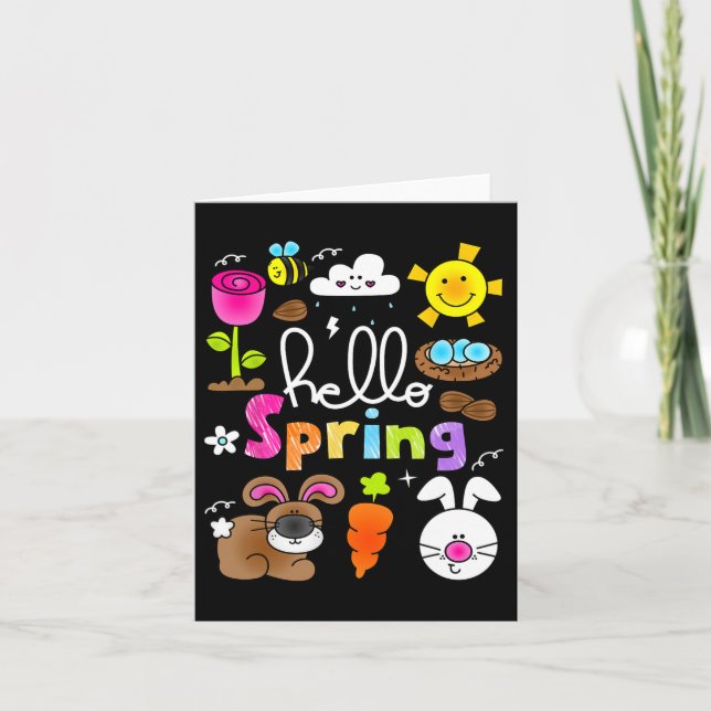 Hello Spring And Easter Day 2025 Bunny Rabbit Spri Card (Front)