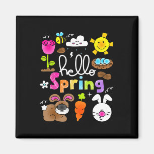 Hello Spring And Easter Day 2025 Bunny Rabbit Spri Magnet
