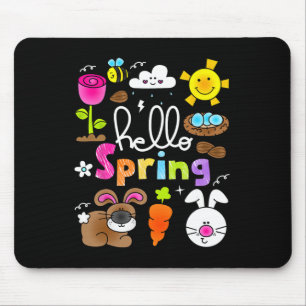 Hello Spring And Easter Day 2025 Bunny Rabbit Spri Mouse Pad