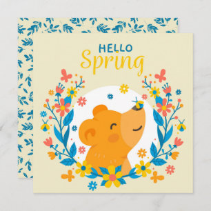 Hello Spring Bear Greeting  Card