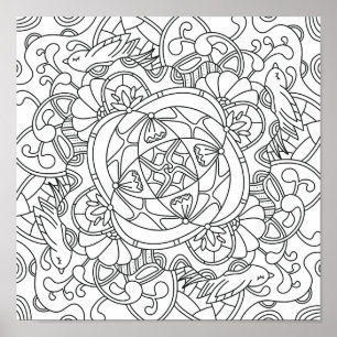 Hello Spring: Beautiful Colouring Page for Adults Poster