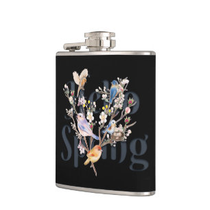 Hello Spring Birds Hip Flask