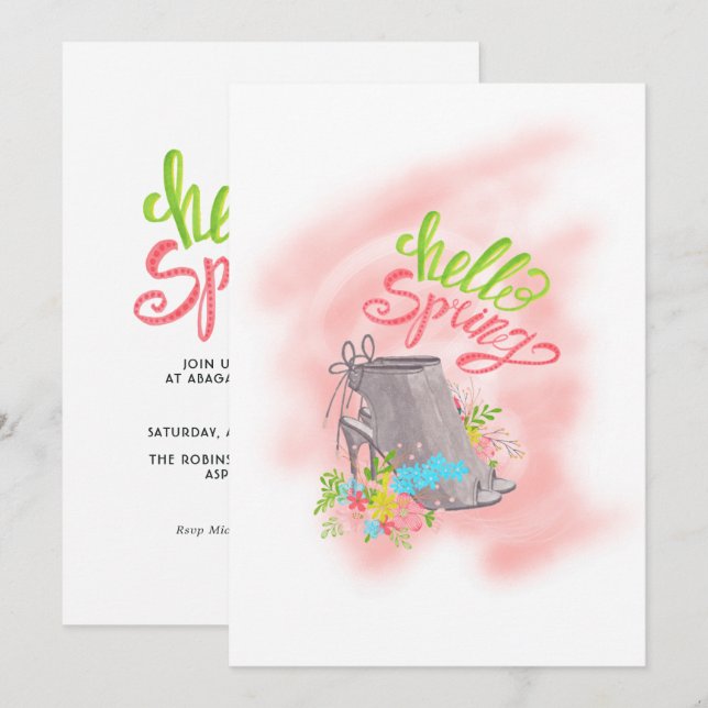 Hello Spring Birthday Tea Party Invitation (Front/Back)