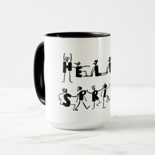 Hello Spring Cute Cartoon Text Black and White Mug