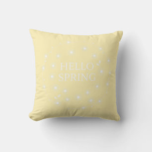 Hello Spring Daisy Wreath Throw Pillow