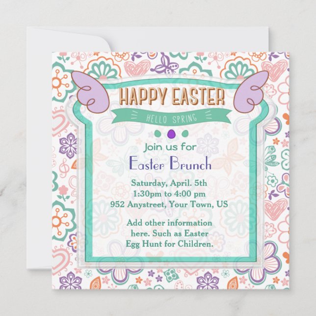 Hello Spring Floral Easter Invitation (Front)