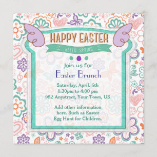 Hello Spring Floral Easter Invitation