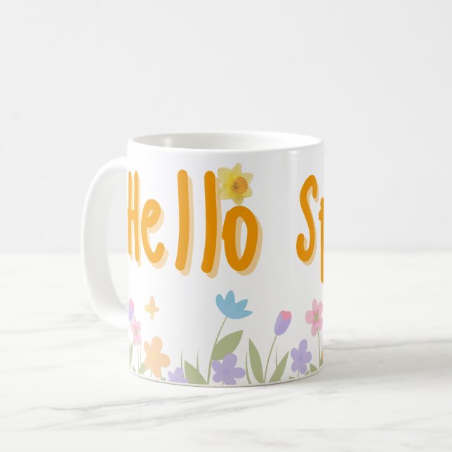 Hello Spring Floral Mug  (Front Left)