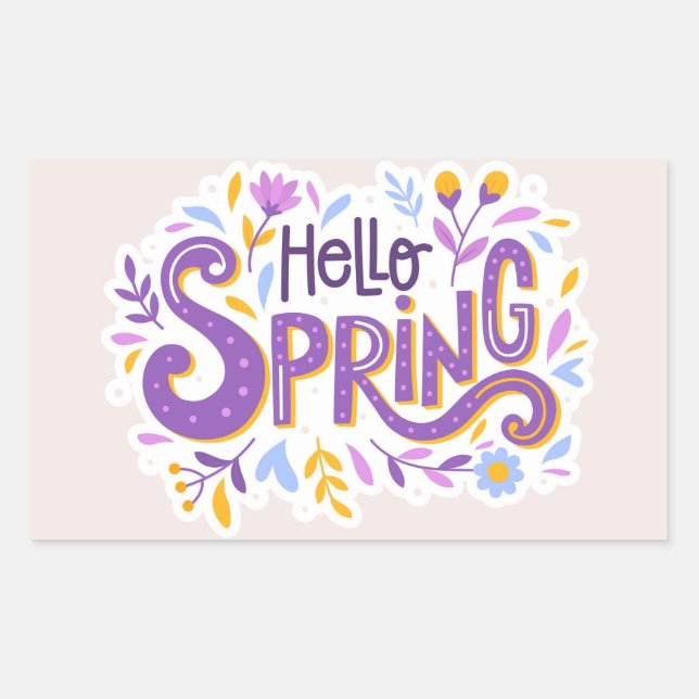 Hello Spring Floral Sticker (Front)