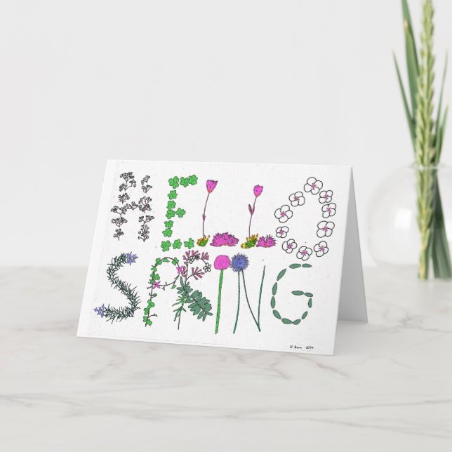 Hello Spring Flower Folding Card (Front)