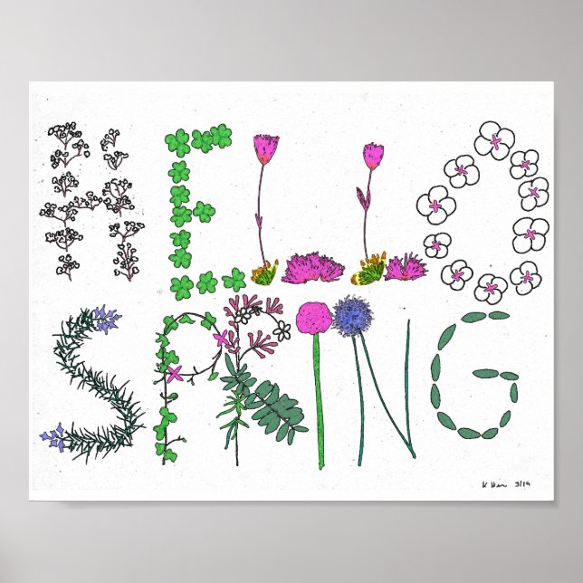 Hello Spring Flower Poster (Front)
