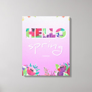Hello Spring, Flowers, canvas Print