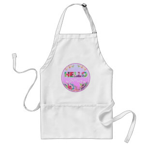 Hello Spring, Flowers, circle Standard Apron