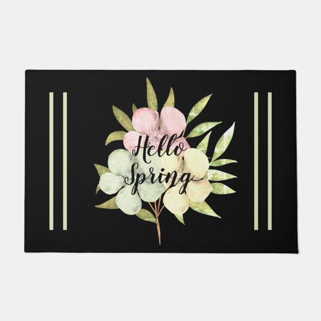 Hello Spring Flowers Doormat (Front)